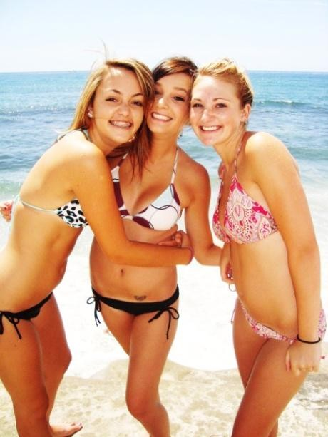 3girls beach bikini female female_only multiple_girls photo real_person water