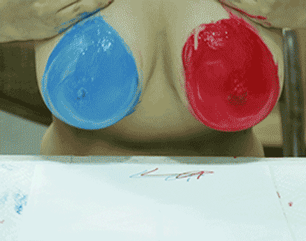 animated body_paint breast_press breasts female gif paint painting solo