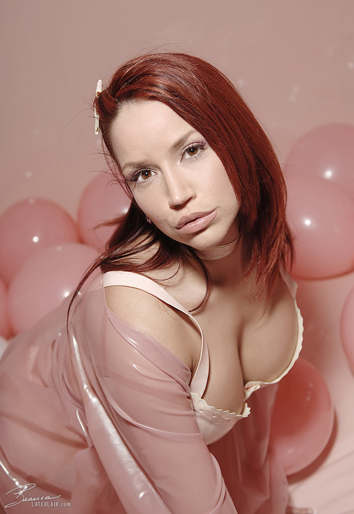 bianca_beauchamp bra breasts cleavage female large_breasts long_hair panties red_hair solo watermark