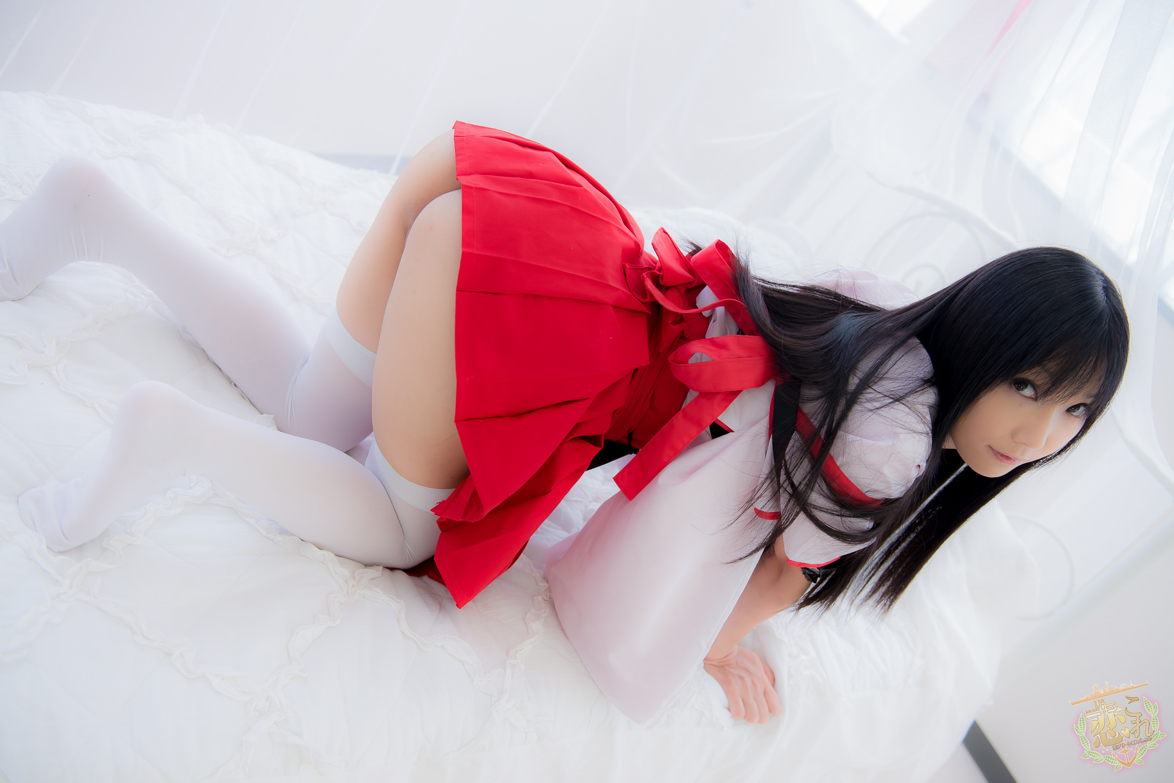 asian black_hair breasts female high_heels lenfried long_hair shoes solo thighhighs