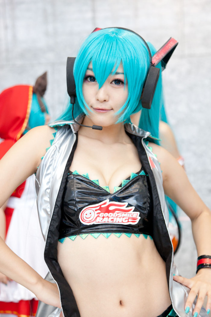 :3 aira aqua_hair asian cosplay miku_hatsune photo pleated_skirt real real_person skirt stockings twin_tails vocaloid