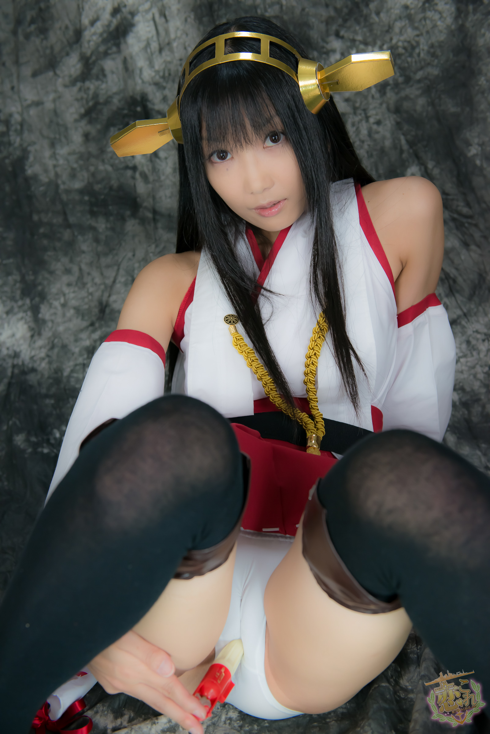asian black_hair breasts female high_heels lenfried long_hair shoes solo thighhighs