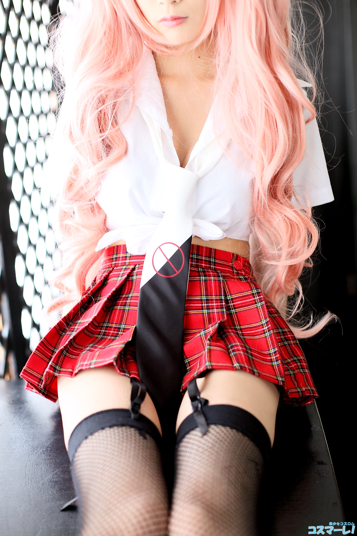 asian breasts female long_hair pigtails pink_hair solo