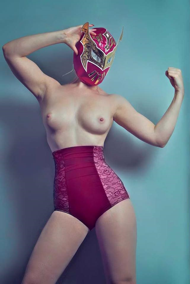 exposed_breasts lingerie luchador mask photo wrestling