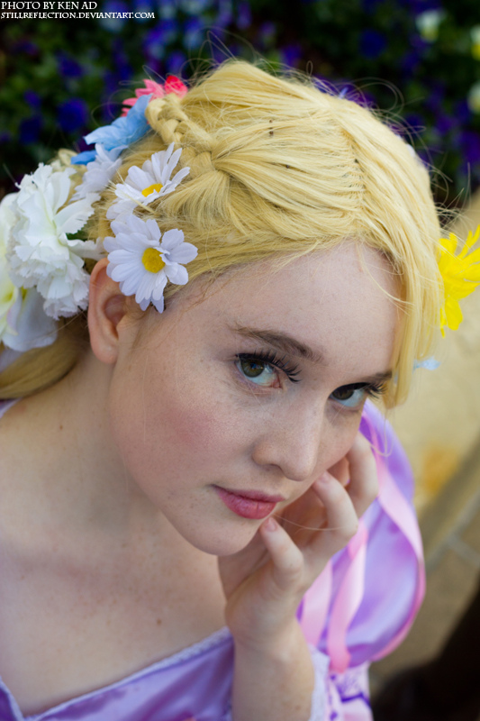 blonde_hair breasts cosplay female foxycosplay long_hair rapunzel solo tagme tangled
