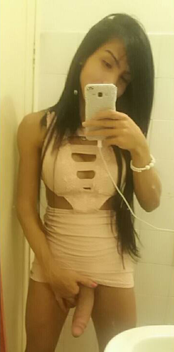brown_hair cock dress selfie shemale shemale_only