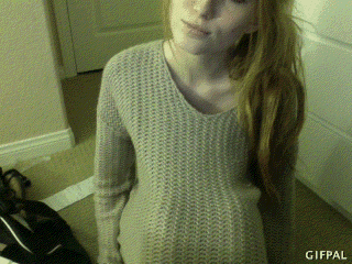 1girl animated ass cute_cardigan_girl faymougles feet female gif ginger long_hair pale_skin pussy red_hair rolling solo text