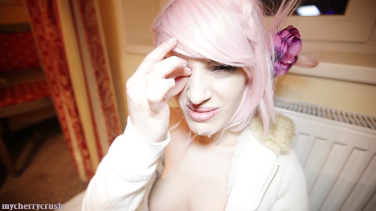 breasts female long_hair mycherrycrush pink_hair solo watermark