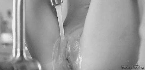 animated female gif hairless_pussy monochrome nude photo pussy uncensored water water_faucet