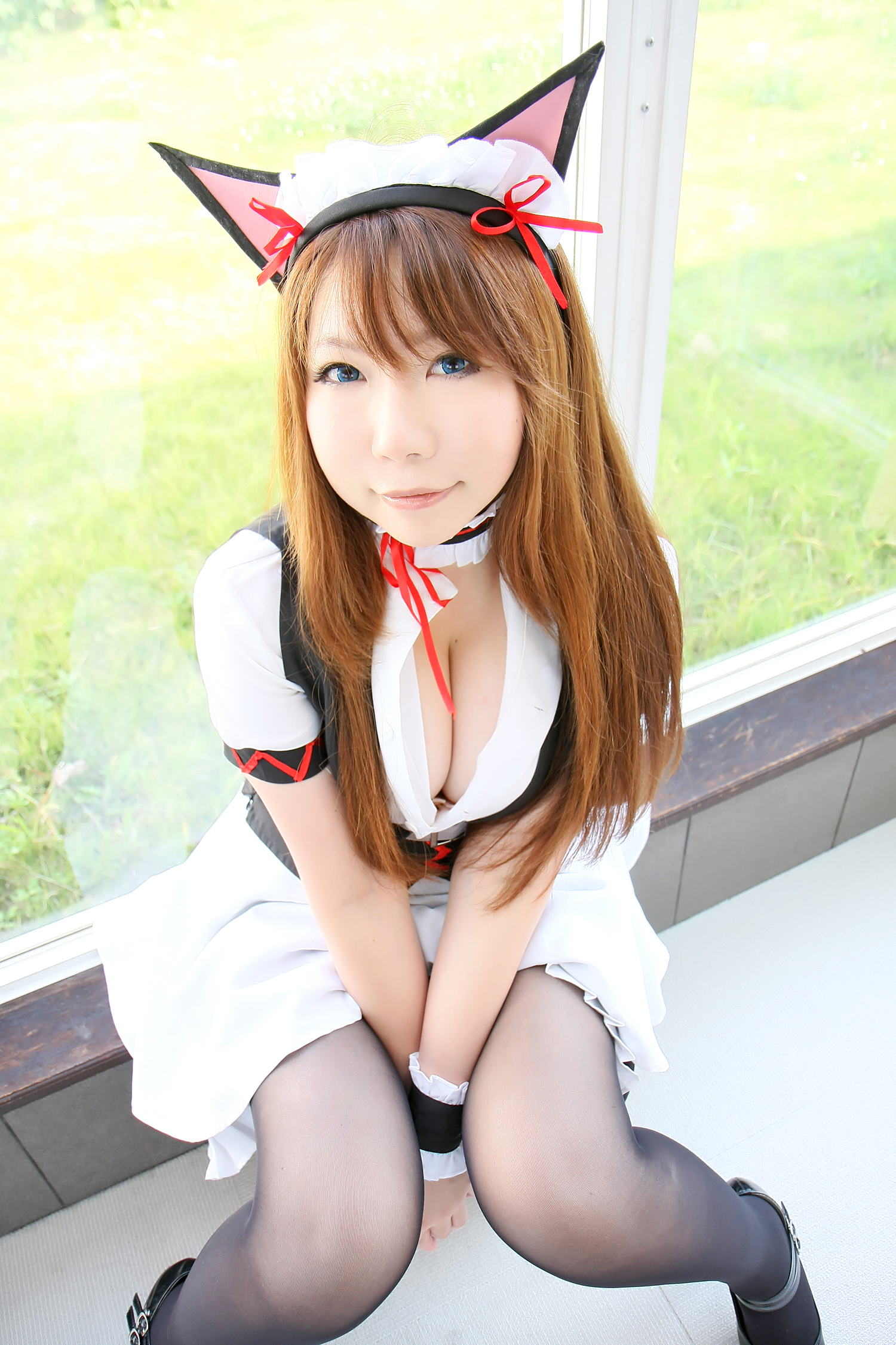 asian breasts brown_hair cosplay female large_breasts long_hair solo