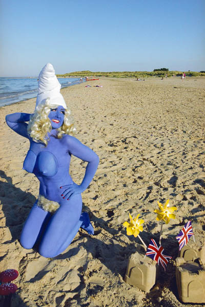 beach body_paint cosplay female large_breasts smurfette the_smurfs