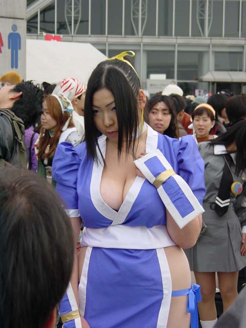 1male asian breasts chubby cleavage cosplay dead_or_alive female huge_breasts kasumi lipstick setsunakaizuki