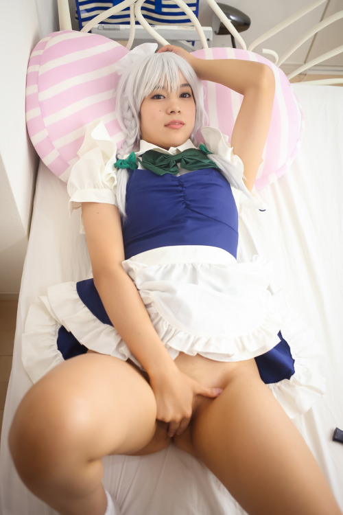 convenient_censoring cosplay no_panties photo sakuya_izayoi solo touhou