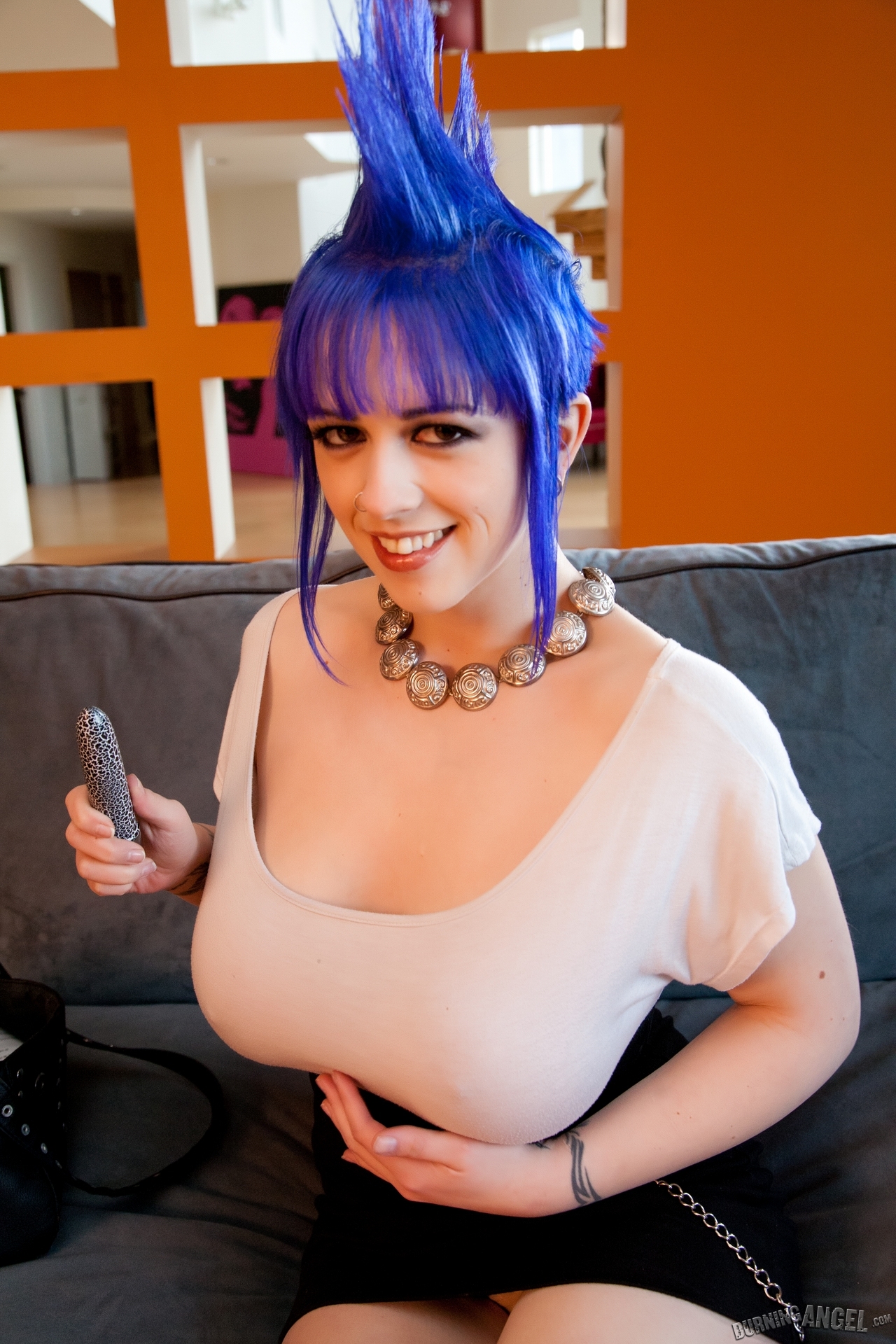 blue_hair breasts large_breasts larkin_love long_hair necklace