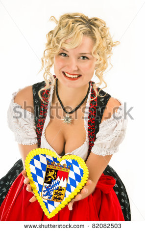 bavaria blonde_hair breasts cleavage costume curly_hair dirndl dress female german germany solo watermark
