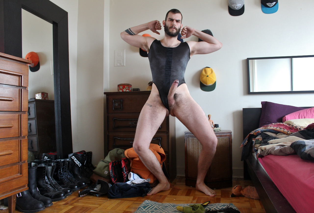 circumcised cut leotard male male_only penis posing solo spread_legs