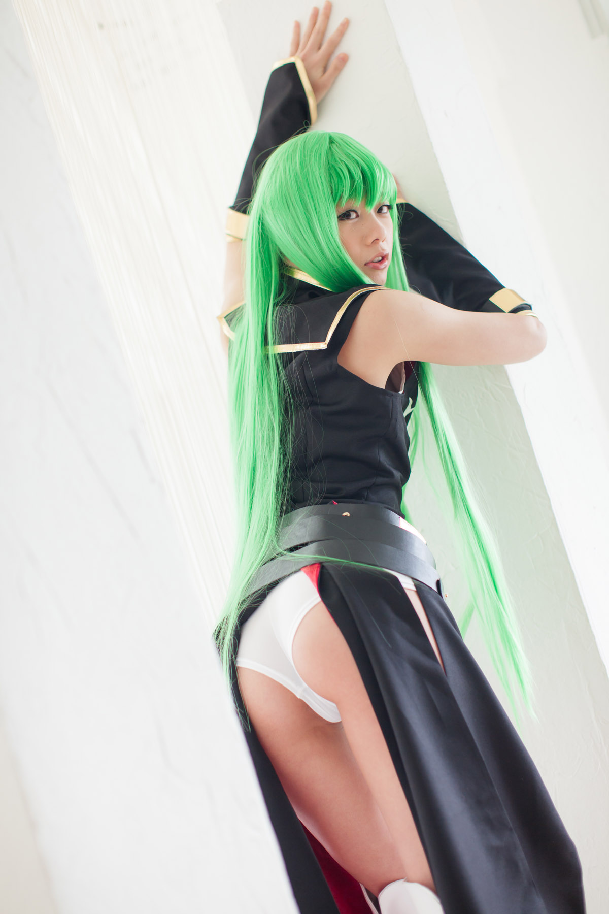 aizawa_ren asian ass breasts c.c. code_geass cosplay female green_hair long_hair looking_back solo