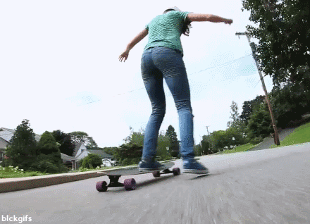 1girl animated ass clothed female female_only from_behind gif skateboard solo solo_female watermark