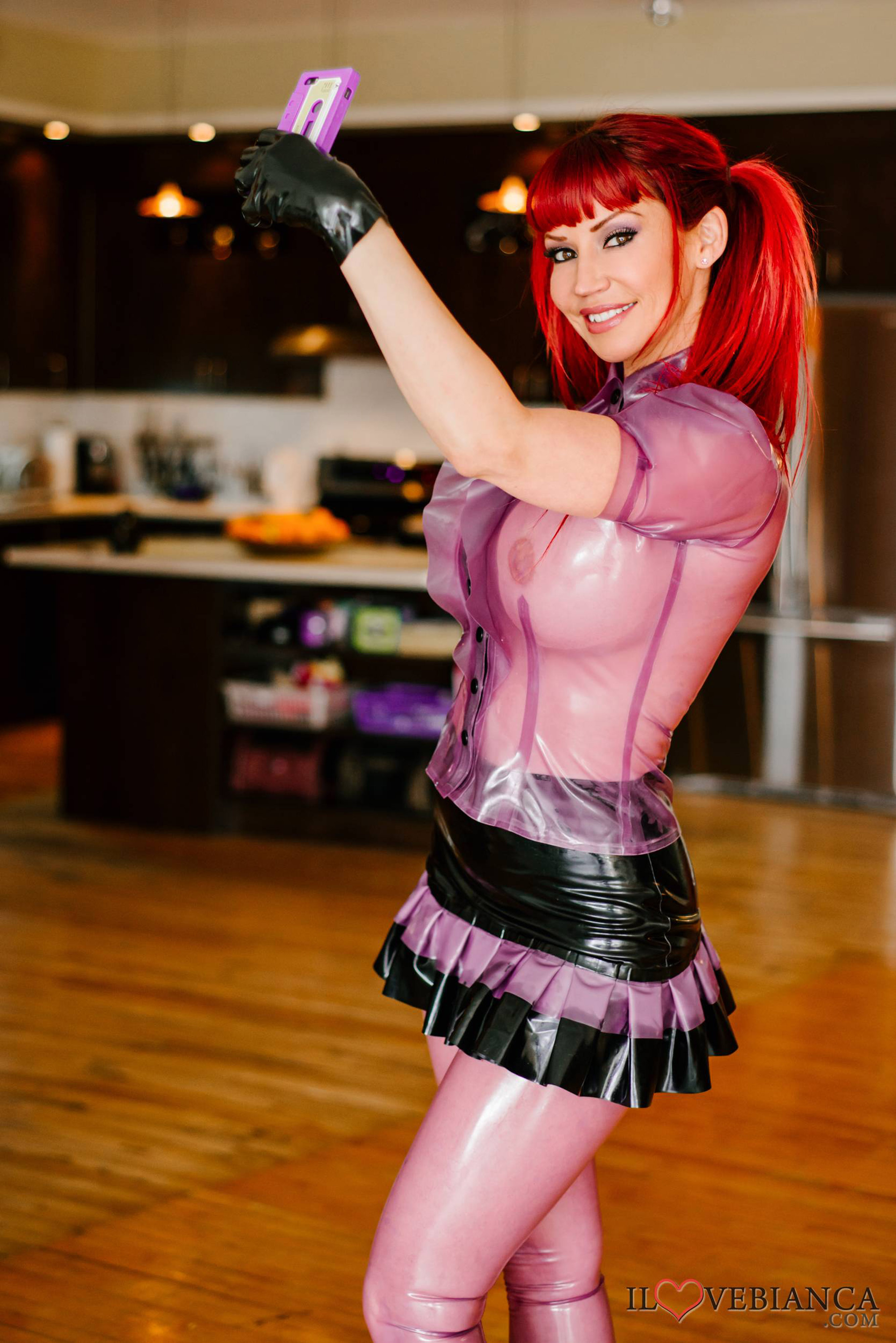bianca_beauchamp breasts female gloves large_breasts latex long_hair pigtails red_hair solo watermark