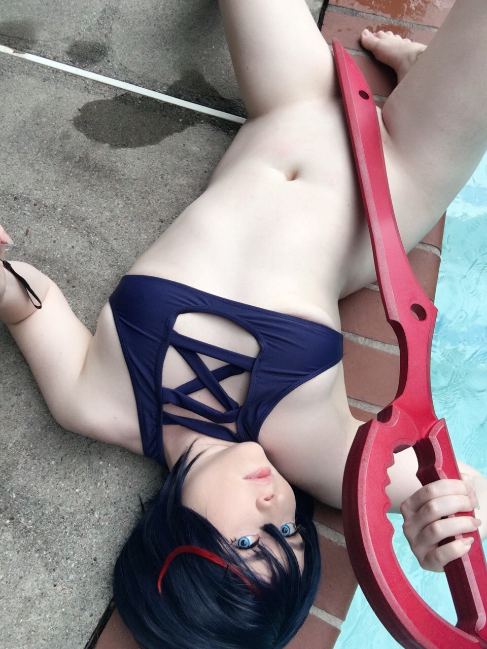 bikini_top bottomless convenient_censoring cosplay female foxycosplay kill_la_kill matoi_ryuuko solo