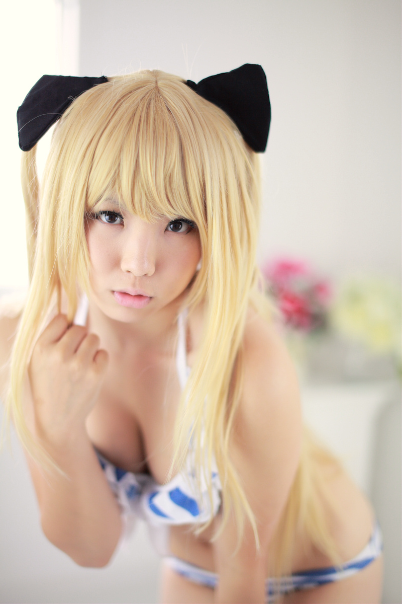 asian blonde_hair breasts cosplay enako female long_hair pigtails solo