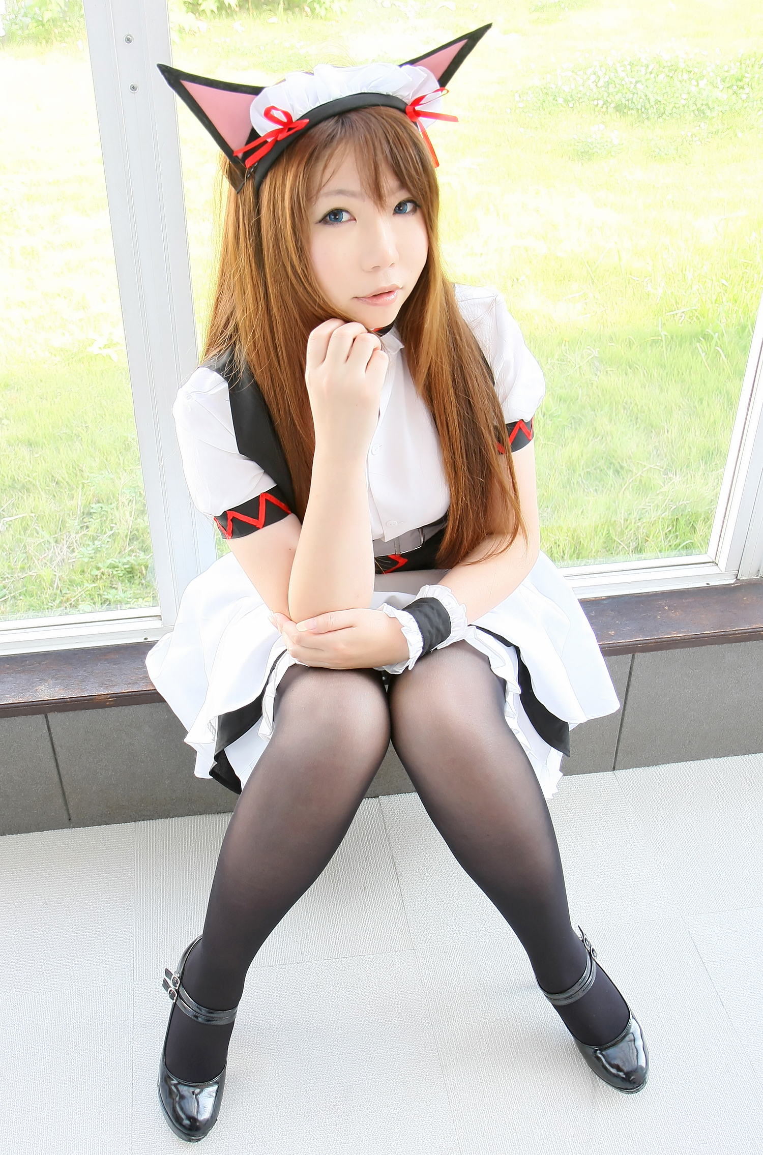 asian breasts brown_hair cosplay female large_breasts long_hair solo