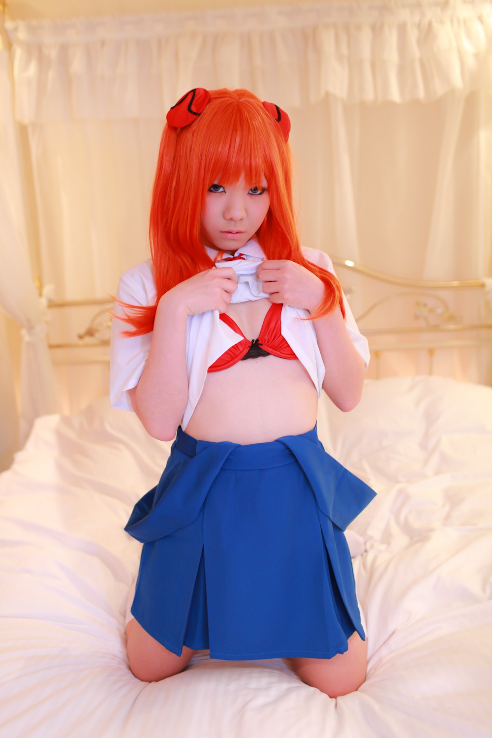 asian asuka_langley_sohryu breasts cosplay female long_hair neon_genesis_evangelion orange_hair solo