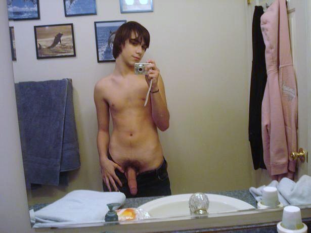 bathroom black_hair emo gay human long_penis penis photo pubic_hair self_shot twink