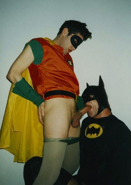 batman batman_(series) bruce_wayne cosplay dc gay male male_only oral penis photo robin_(dc)
