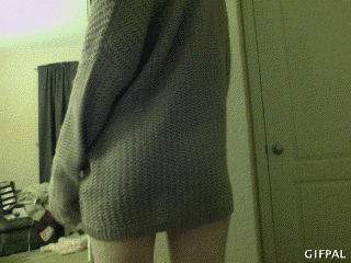 1girl animated ass cute_cardigan_girl dat_ass faymougles flashing from_behind gif ginger mooning pale_skin petite red_hair solo