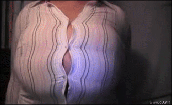 animated breasts cleavage female gif huge_breasts jj.am long_hair solo watermark
