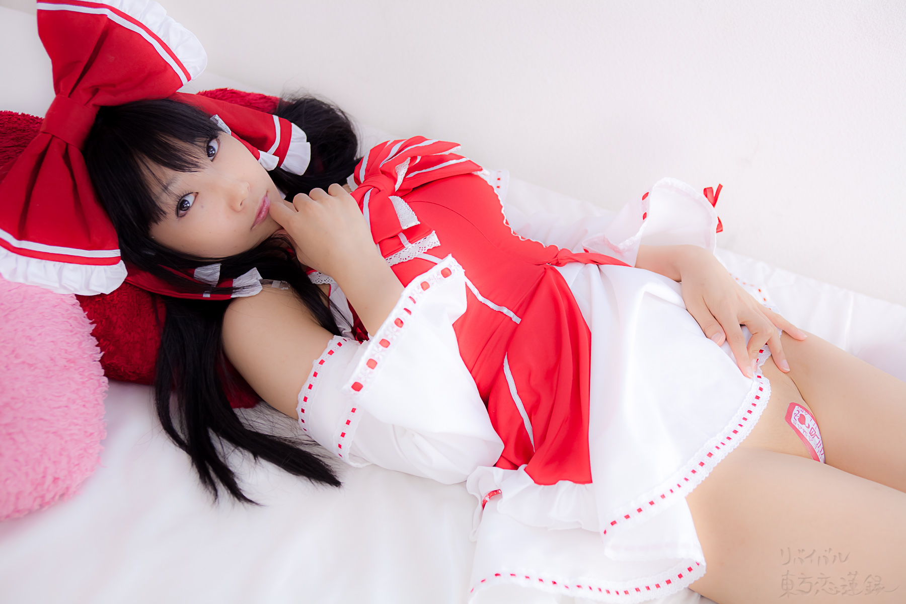 asian black_hair breasts cosplay dress female long_hair panties shoes solo thighhighs