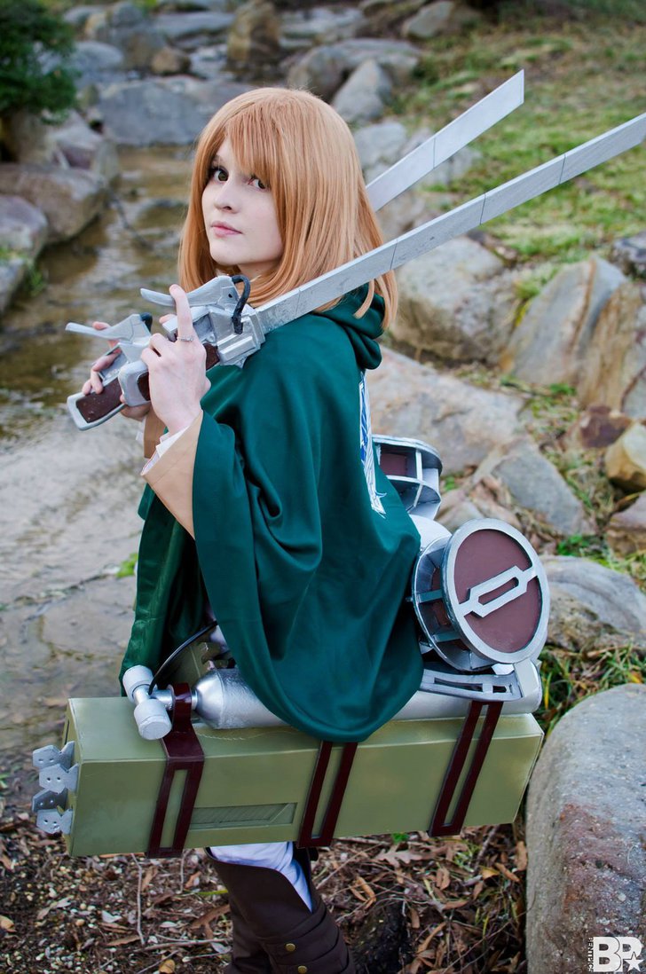 1girl attack_on_titan breasts cosplay female foxycosplay long_hair petra_ral solo sword tagme