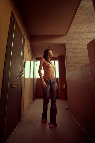 female jeans photo topless walking