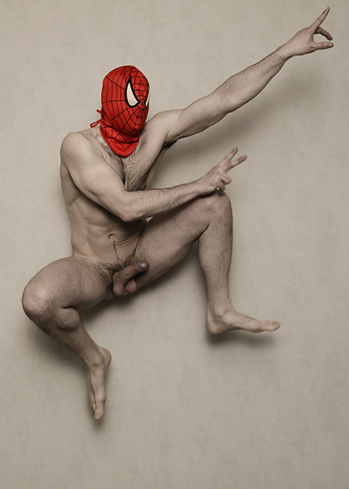 1boy cosplay gay male male_only marvel mask nude penis solo spider-man spider-man_(series)