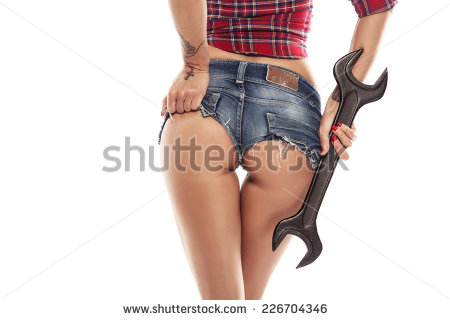ass denim jeans mechanic red_fingernails short_shorts shorts solo stock_photo text tool watermark