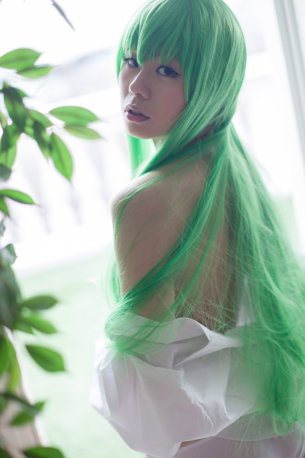 aizawa_ren asian breasts cosplay female green_hair long_hair solo