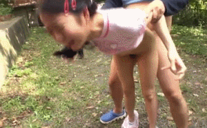 animated arm_grab asian ass bent_over crying doggy_style female functionally_nude gif hair_grab hair_pull japanese male outside panties_around_leg rape rough_sex sex straight vaginal