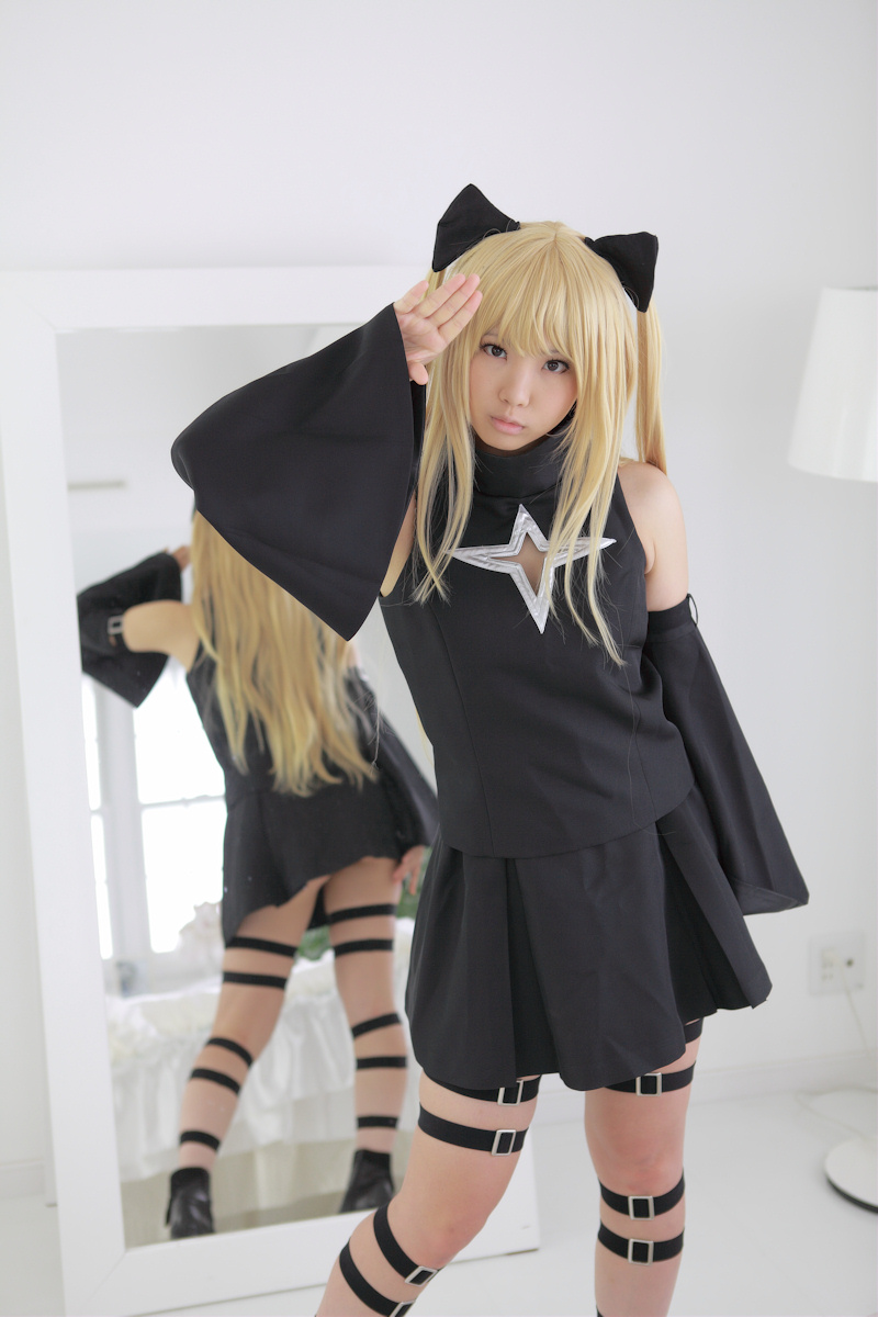 asian blonde_hair breasts cosplay enako female long_hair pigtails solo