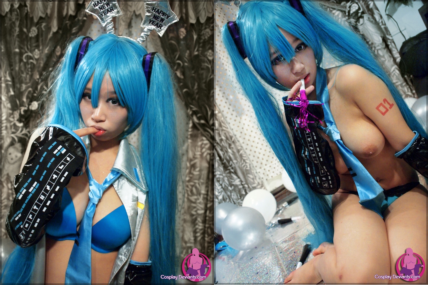 asian blue_hair cosplay cosplaydeviants hatsune_miku miku_hatsune new_year vocaloid