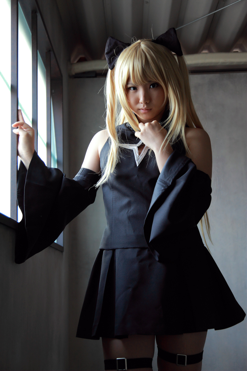 asian blonde_hair breasts cosplay enako female long_hair pigtails solo