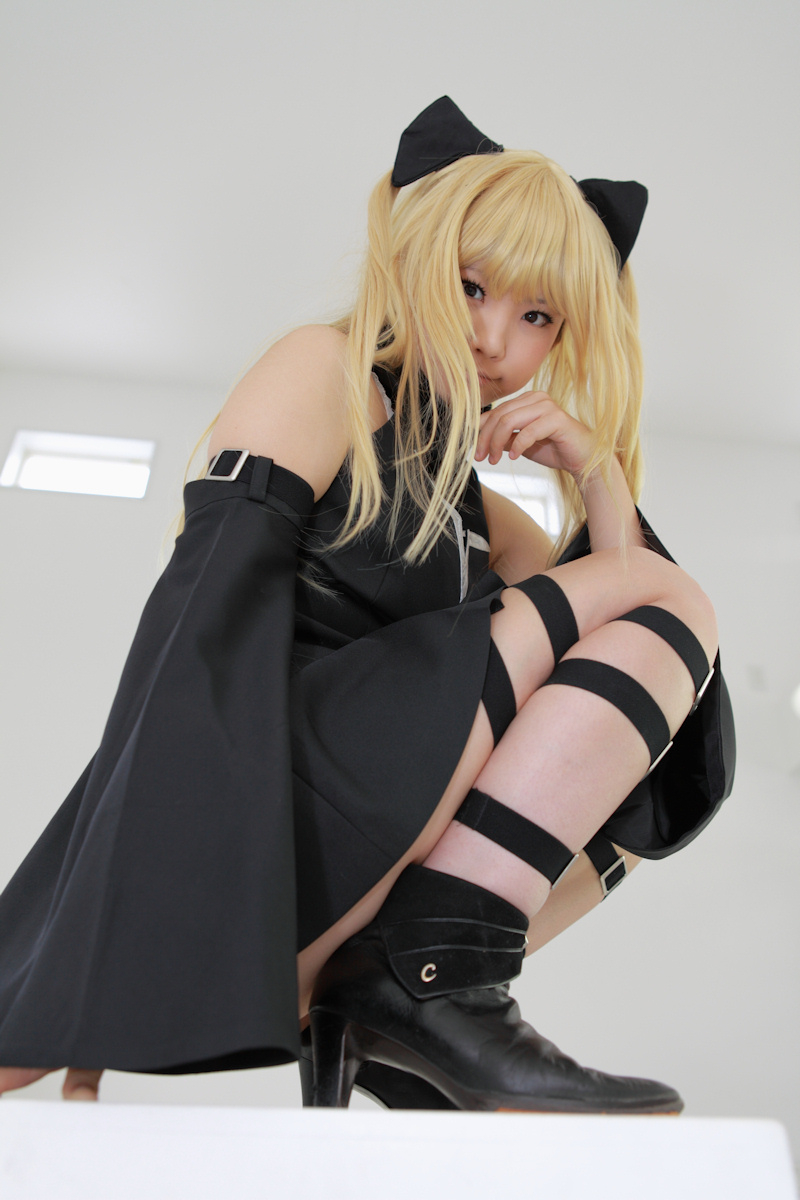 asian blonde_hair breasts cosplay enako female long_hair pigtails solo