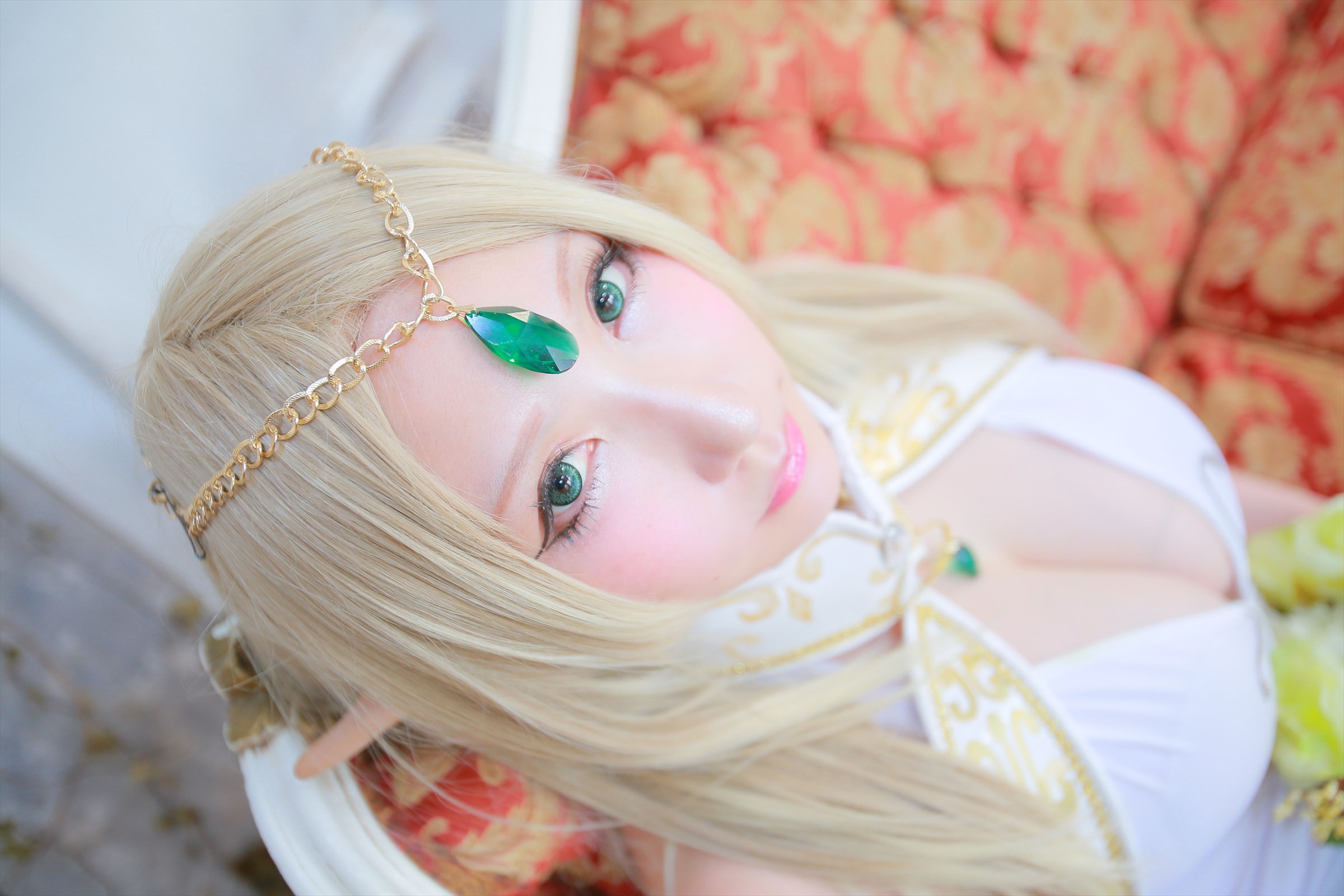 asian blonde_hair breasts cosplay female long_hair shooting_star solo