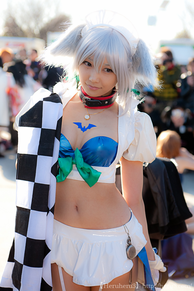 asian bra breasts cleavage female grey_hair lenfried long_hair midriff skirt solo watermark