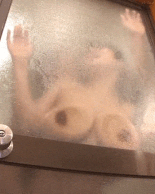 against_glass animated breast_press breasts door female gif nude see-through sex window