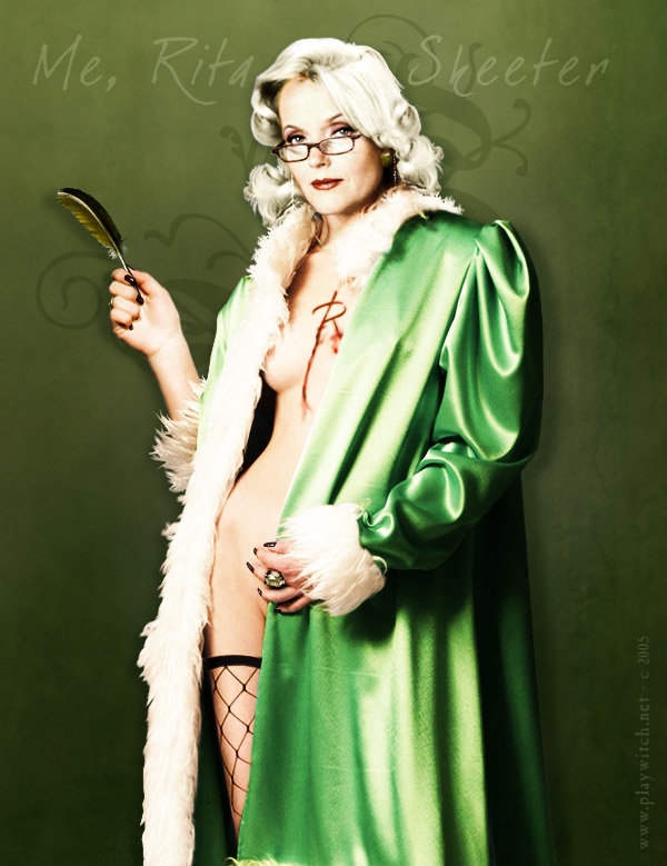 1girl breasts fake_nails fakes female female_only fishnets gilf glasses grey_hair harry_potter looking_at_viewer miranda_richardson nipples rita_skeeter robe_open simple_background stockings tagme text thighhighs watermark white