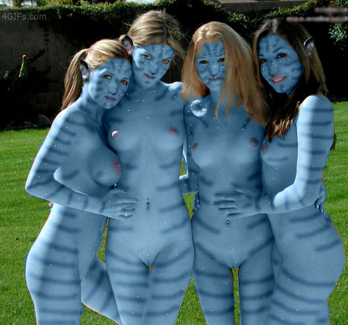 4girls avatar avatar_(movie) blonde_hair blue_skin breasts brown_hair cosplay edit fakes female female_human female_na'vi female_only grass group hair hairless_pussy human james_cameron's_avatar long_hair looking_at_viewer na'vi navel_piercing nipples nude outdoor outside photo piercing plants pussy real real_person shaved_pussy small_breasts smile under_30