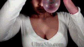 animated breasts cleavage female gif slowmo solo water water_balloon