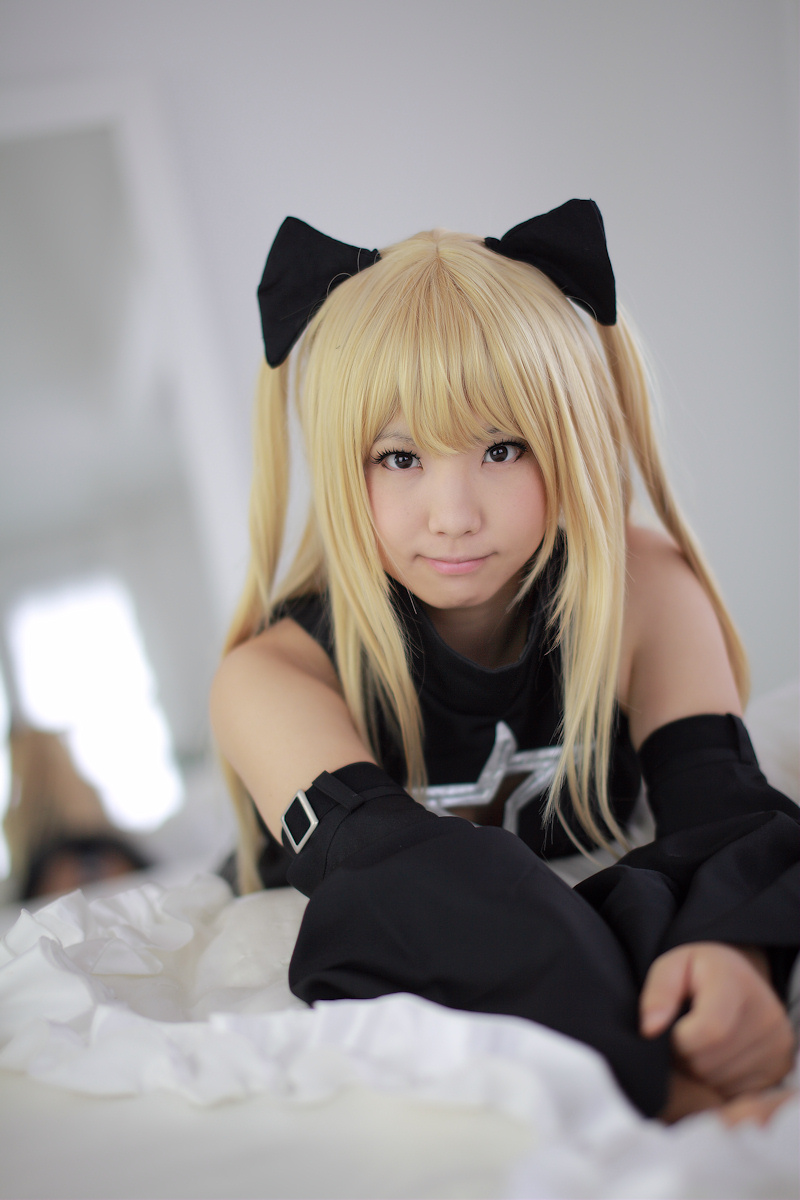 asian blonde_hair breasts cosplay enako female long_hair pigtails solo