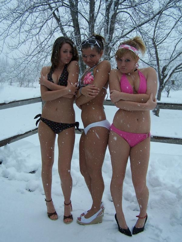 3girls bikini female female_only photo real_person snow